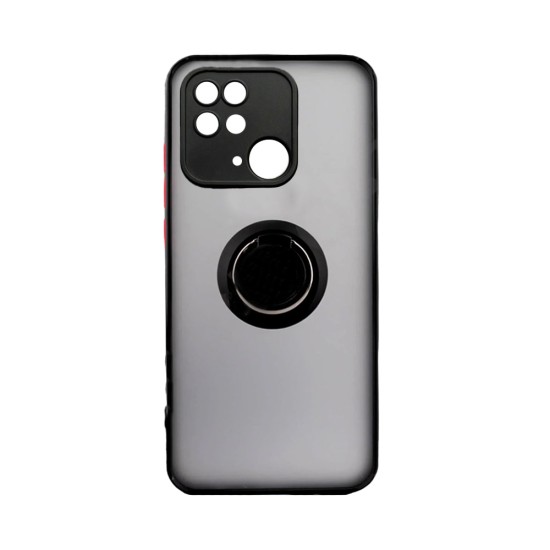 Capa com Anel de Suporte para Xiaomi Redmi 10C 4G/Poco C40 Preto Fumado Capa com Anel de Suporte para Xiaomi Redmi 10C 4G/Poco C40 Preto Fumado
